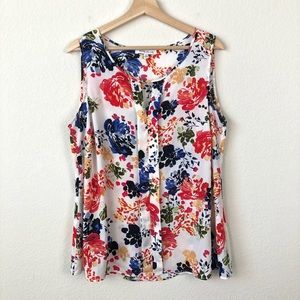 Rose + Olive Spring Floral Sleeveless Top
